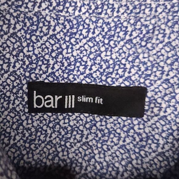 Bar III Mens Blue White Slim Fit Long Sleeve Button Down Medium - Picture 4 of 6